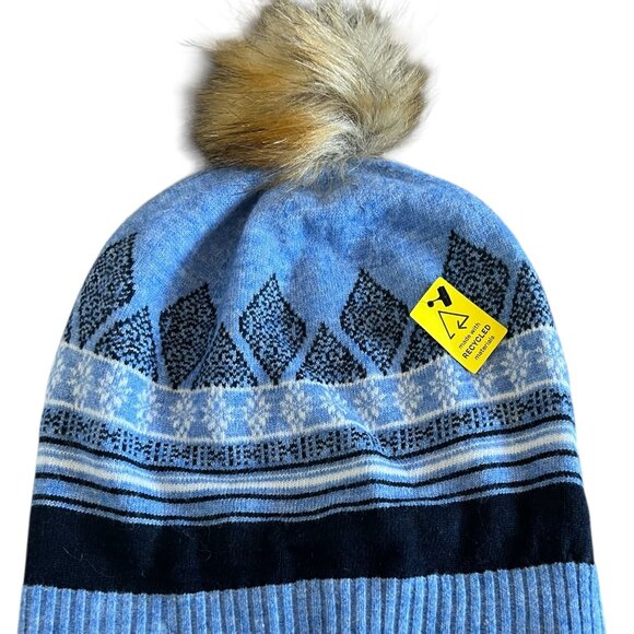 Turtle Fur NEW Women's Ellen Recycled Pom WInter Hat In Sky Blue - Picture 5 of 11